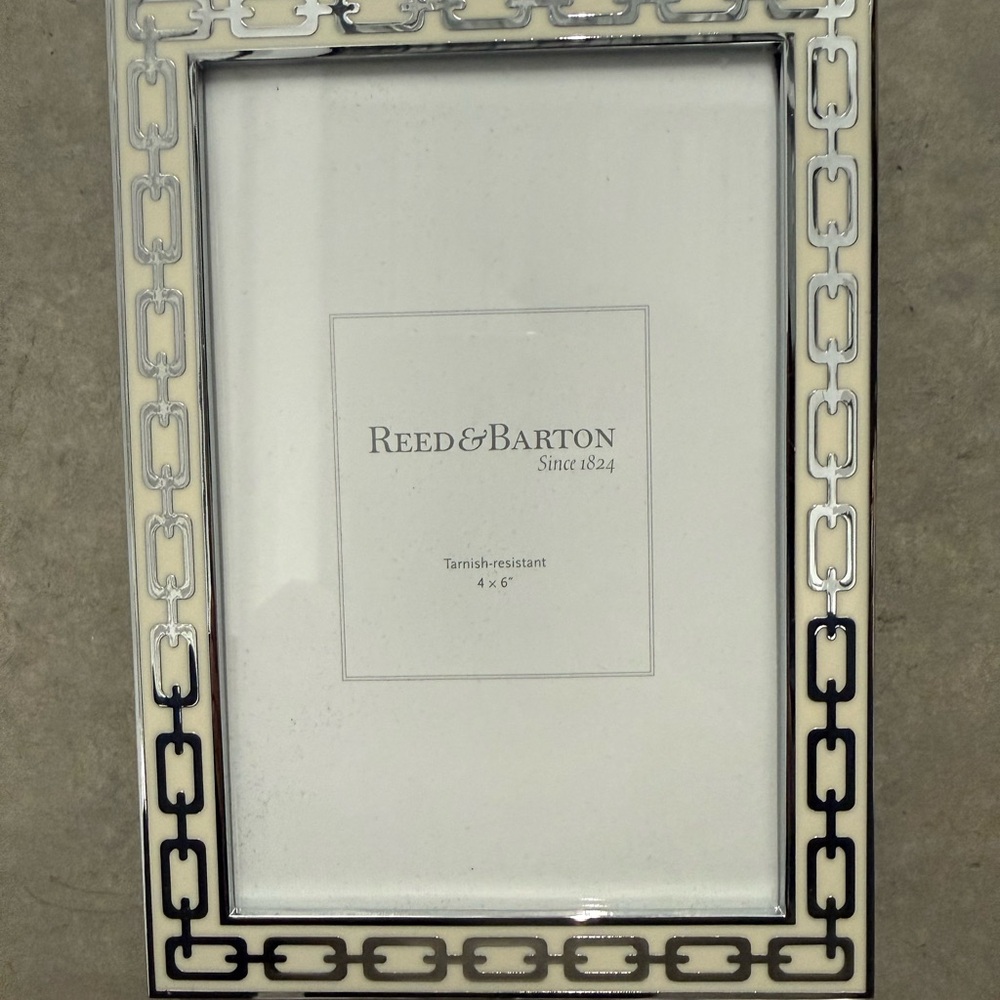 Reed & Barton Silver & Ivory Enamel 4” x 6” Photo Frame